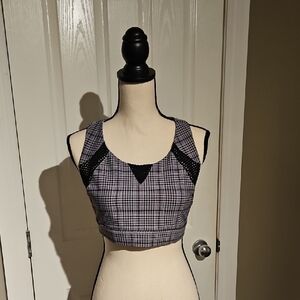 Plaid Crop Top with Black Accents